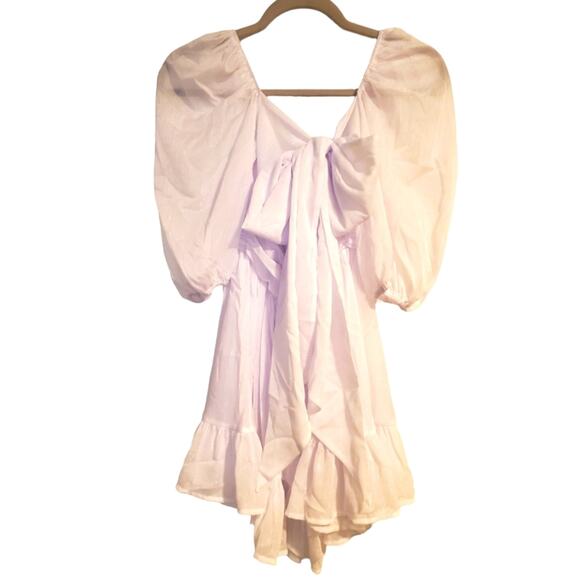Lucy in the Sky Beautiful Sparkling White Mini Dress Open back with tie bow Sz S - Picture 3 of 7